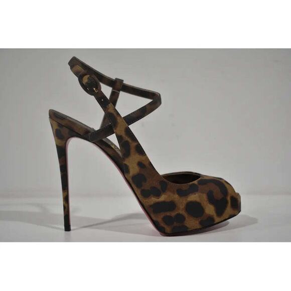 Christian Louboutin Jenlove Alta 120 Brown Strap Platform Sandal Heel Pump 39.5 - Picture 2 of 12